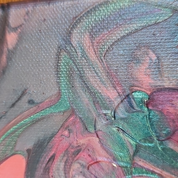 Abstract or Fluid Canvas Art Contemporary in Blue, Pink and Purple, Resin Sealed - Picture 3 of 6